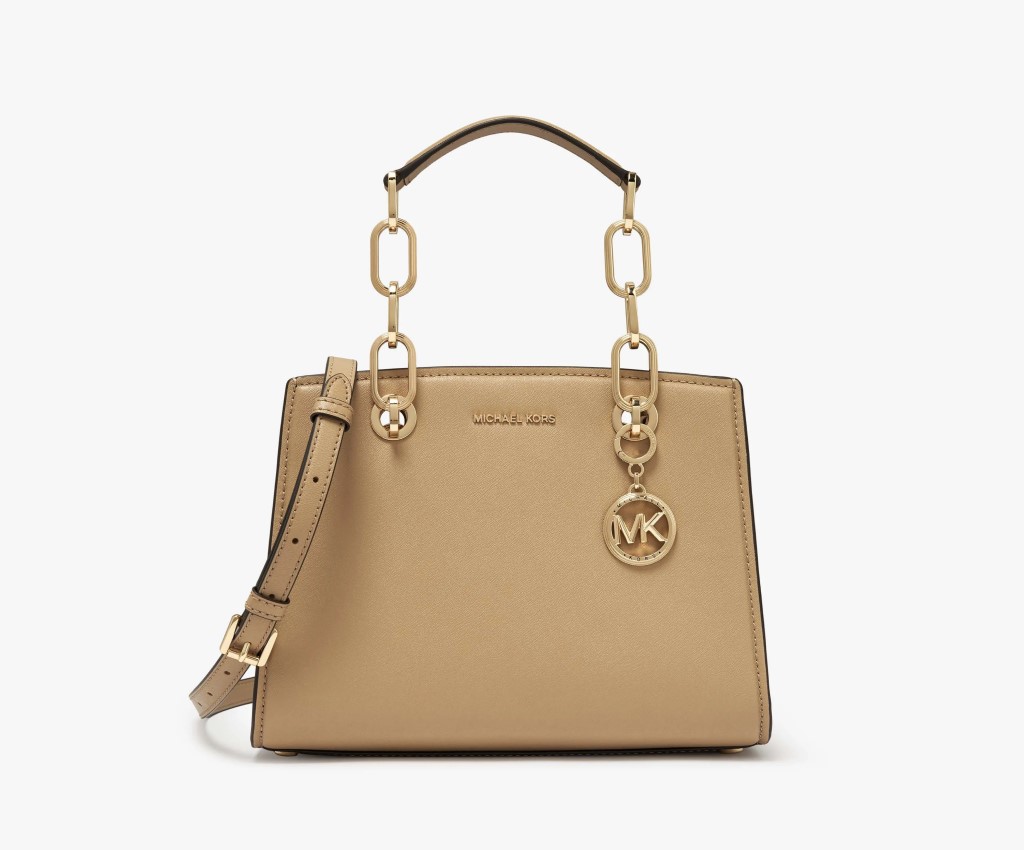 Cynthia Small Leather Satchel (Beige)